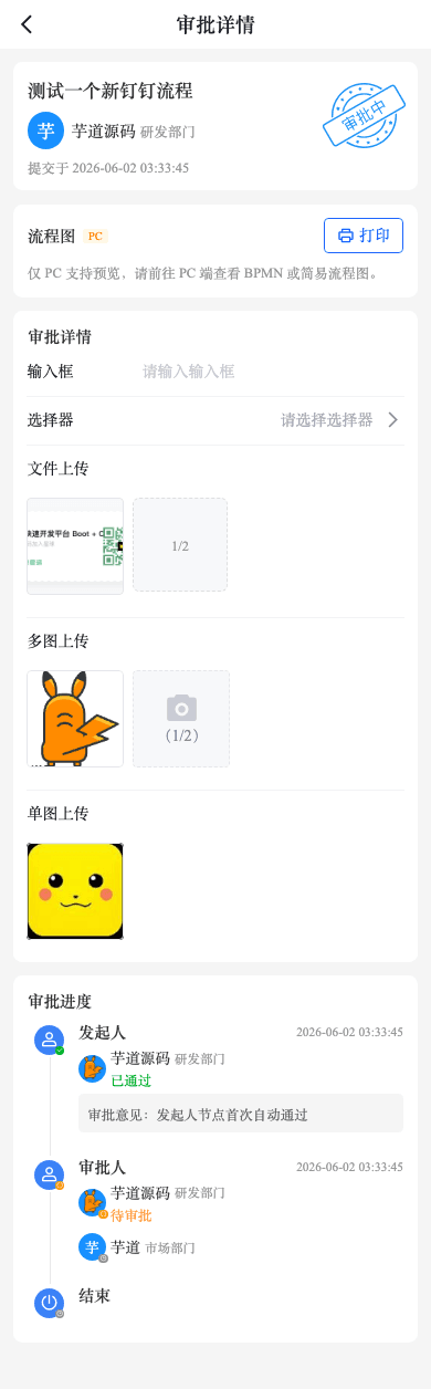 审批详情 - 流程表单展示